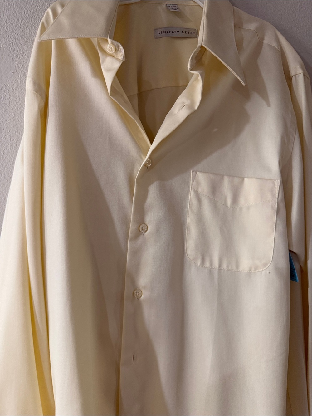 Geoffrey Beene Pale Yellow Men’s Dress Shirt large 16 34/35